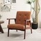 Light Brown PVC Rubber Wood Tufted Accent Chair with Cushioned Seat